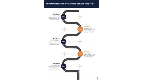 Roadmap For Business Aviation Service Proposal One Pager Sample Example Document
