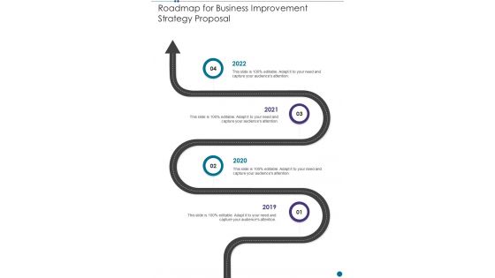 Roadmap For Business Improvement Strategy Proposal One Pager Sample Example Document