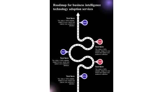 Roadmap For Business Intelligence Technology Adoption Services One Pager Sample Example Document