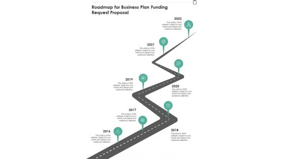 Roadmap For Business Plan Funding Request Proposal One Pager Sample Example Document