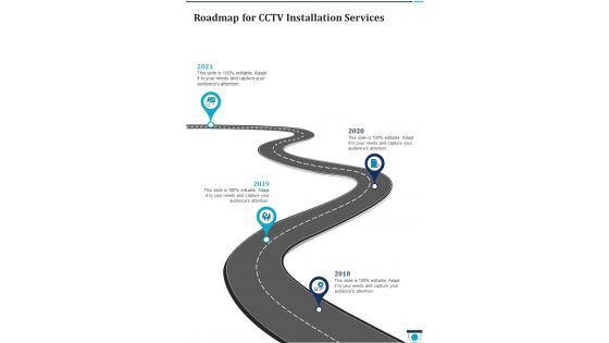 Roadmap For Cctv Installation Services One Pager Sample Example Document