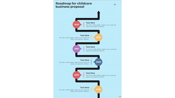 Roadmap For Childcare Business Proposal One Pager Sample Example Document
