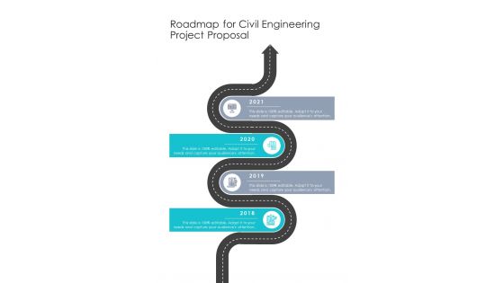 Roadmap For Civil Engineering Project Proposal One Pager Sample Example Document
