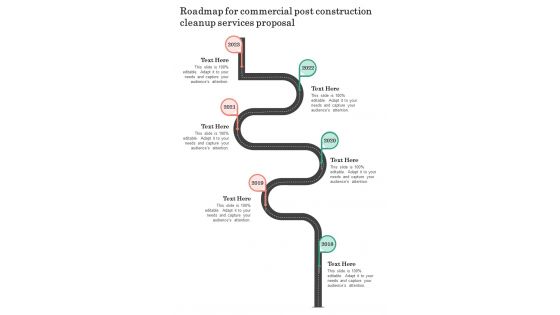 Roadmap For Commercial Post Construction Cleanup Services Proposal One Pager Sample Example Document