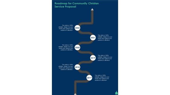 Roadmap For Community Christan Service Proposal One Pager Sample Example Document