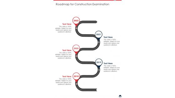 Roadmap For Construction Examination One Pager Sample Example Document
