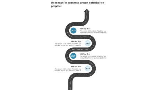 Roadmap For Continues Process Optimization Proposal One Pager Sample Example Document