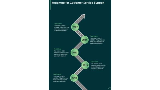 Roadmap For Customer Service Support One Pager Sample Example Document