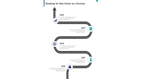 Roadmap For Data Center As A Services One Pager Sample Example Document