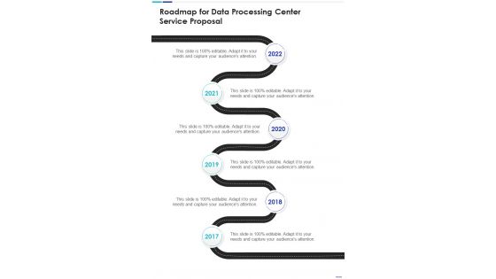 Roadmap For Data Processing Center Service Proposal One Pager Sample Example Document
