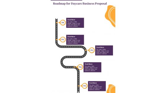 Roadmap For Daycare Business Proposal One Pager Sample Example Document