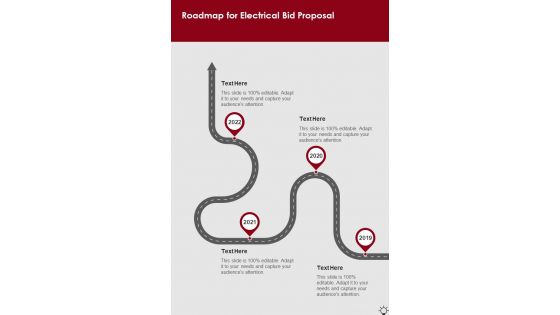 Roadmap For Electrical Bid Proposal One Pager Sample Example Document