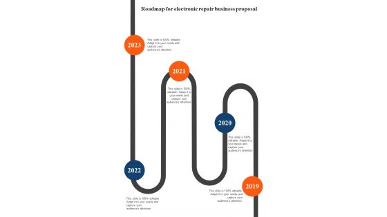 Roadmap For Electronic Repair Business Proposal One Pager Sample Example Document