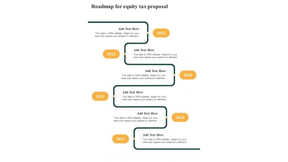 Roadmap For Equity Tax Proposal One Pager Sample Example Document