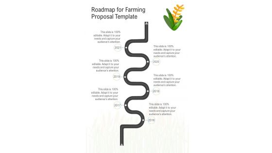 Roadmap For Farming Proposal Template One Pager Sample Example Document