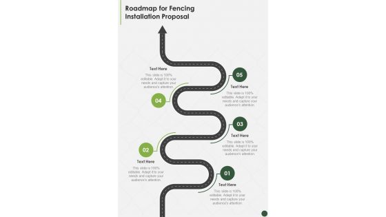Roadmap For Fencing Installation Proposal One Pager Sample Example Document