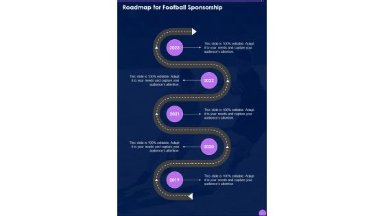 Roadmap For Football Sponsorship One Pager Sample Example Document