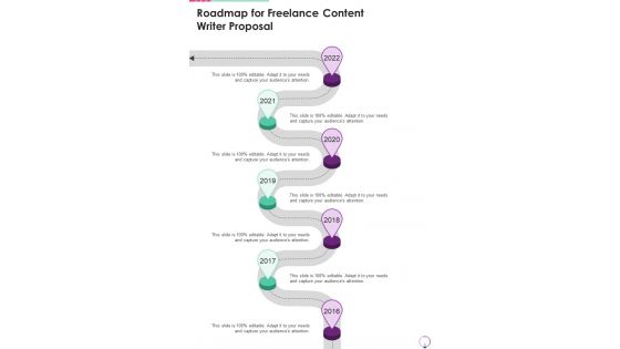 Roadmap For Freelance Content Writer Proposal One Pager Sample Example Document