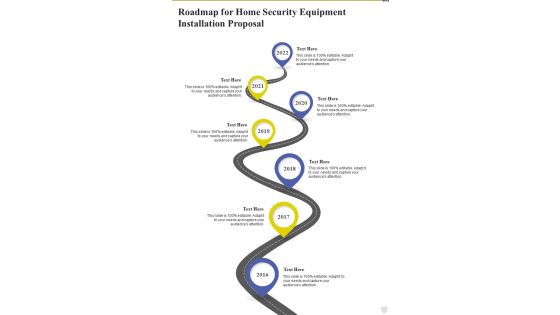 Roadmap For Home Security Equipment Installation Proposal One Pager Sample Example Document