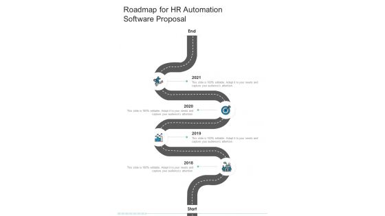 Roadmap For HR Automation Software Proposal One Pager Sample Example Document
