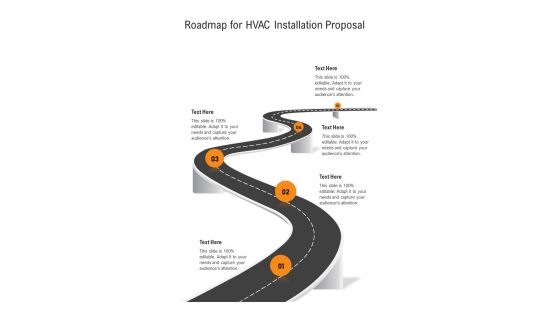 Roadmap For HVAC Installation Proposal One Pager Sample Example Document