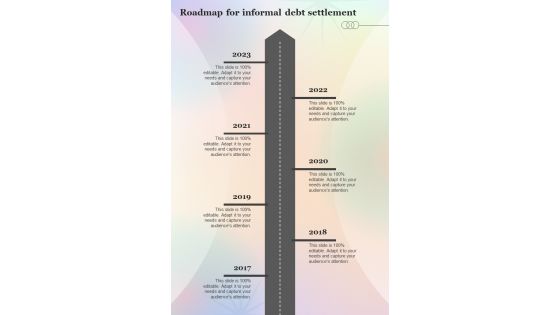 Roadmap For Informal Debt Settlement One Pager Sample Example Document