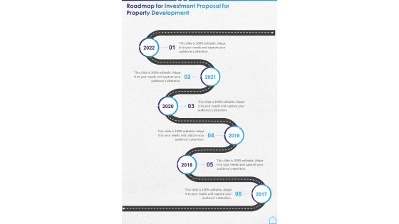Roadmap For Investment Proposal For Property Development One Pager Sample Example Document