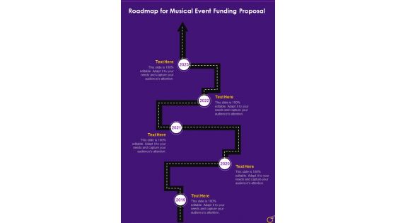 Roadmap For Musical Event Funding Proposal One Pager Sample Example Document