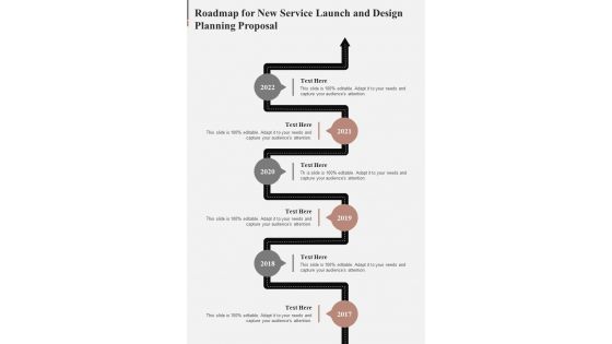 Roadmap For New Service Launch And Design Planning Proposal One Pager Sample Example Document
