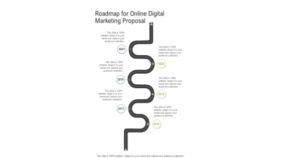 Roadmap For Online Digital Marketing Proposal One Pager Sample Example Document