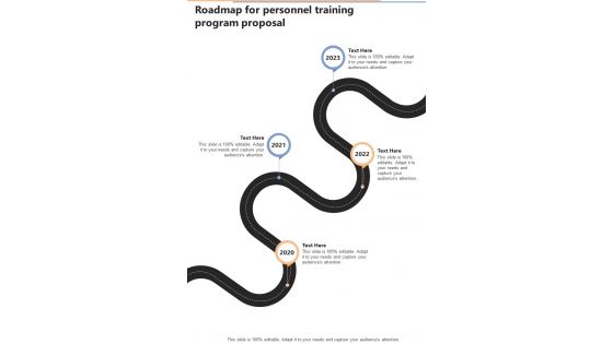 Roadmap For Personnel Training Program Proposal One Pager Sample Example Document