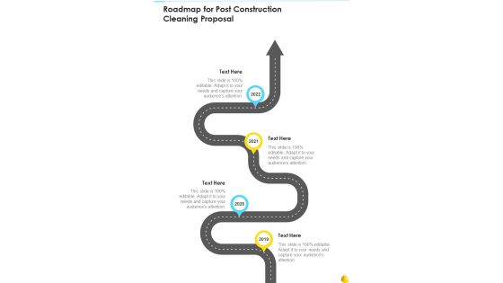 Roadmap For Post Construction Cleaning Proposal One Pager Sample Example Document