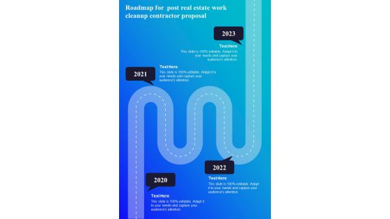 Roadmap For Post Real Estate Work Cleanup Contractor Proposal One Pager Sample Example Document