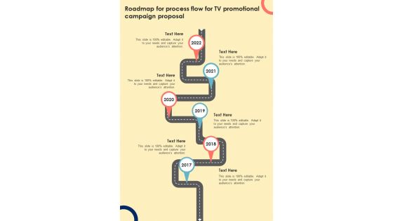 Roadmap For Process Flow For TV Promotional Campaign One Pager Sample Example Document