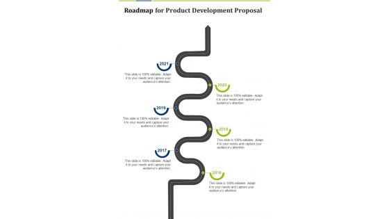 Roadmap For Product Development Proposal One Pager Sample Example Document