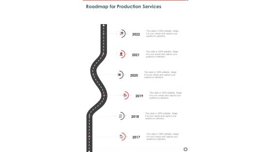 Roadmap For Production Services One Pager Sample Example Document