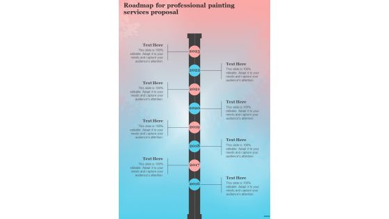 Roadmap For Professional Painting Services Proposal One Pager Sample Example Document