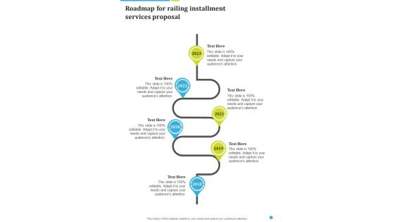 Roadmap For Railing Installment Services Proposal One Pager Sample Example Document
