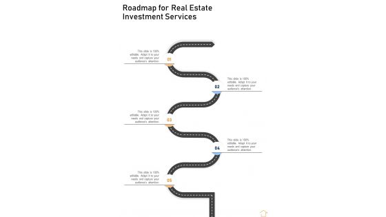 Roadmap For Real Estate Investment Services One Pager Sample Example Document
