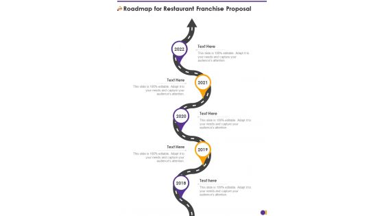 Roadmap For Restaurant Franchise Proposal One Pager Sample Example Document