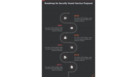 Roadmap For Security Guard Service Proposal One Pager Sample Example Document