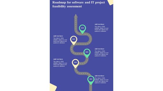 Roadmap For Software And IT Project Feasibility Assessment One Pager Sample Example Document