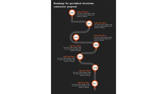 Roadmap For Specialized Electrician Contractors Proposal One Pager Sample Example Document