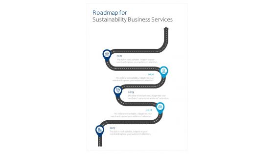 Roadmap For Sustainability Business Services One Pager Sample Example Document