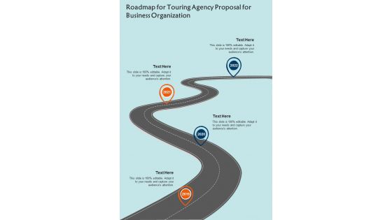 Roadmap For Touring Agency Proposal For Business Organization One Pager Sample Example Document