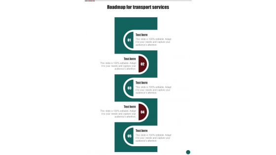 Roadmap For Transport Services Business Proposal For Transport One Pager Sample Example Document