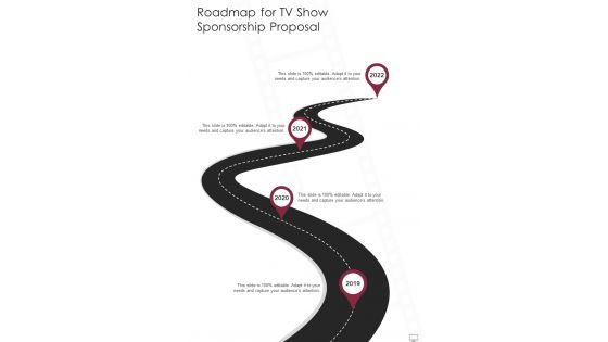Roadmap For TV Show Sponsorship Proposal One Pager Sample Example Document