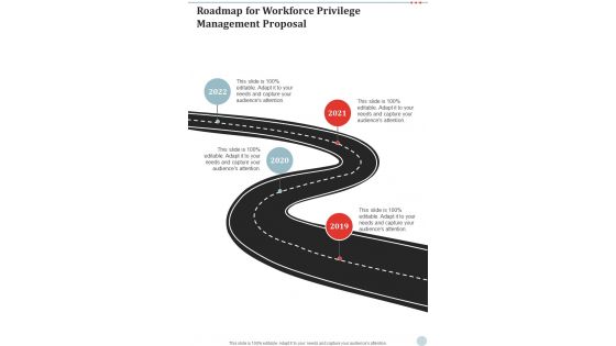 Roadmap For Workforce Privilege Management Proposal One Pager Sample Example Document