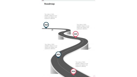 Roadmap Management Consulting Proposal One Pager Sample Example Document