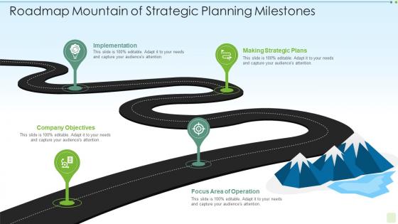 Roadmap mountain of strategic planning milestones